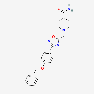 molecular formula C22H24N4O3 B2881711 1-((3-(4-(苄氧基)苯基)-1,2,4-恶二唑-5-基)甲基)哌啶-4-甲酰胺 CAS No. 1252817-91-6
