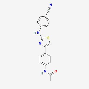 molecular formula C18H14N4OS B2881720 N-{4-[2-(4-cyanoanilino)-1,3-thiazol-4-yl]phenyl}acetamide CAS No. 1021996-57-5