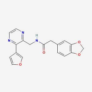 molecular formula C18H15N3O4 B2881721 2-(benzo[d][1,3]dioxol-5-yl)-N-((3-(furan-3-yl)pyrazin-2-yl)methyl)acetamide CAS No. 2034612-27-4