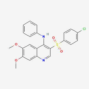 molecular formula C23H19ClN2O4S B2881722 3-((4-chlorophenyl)sulfonyl)-6,7-dimethoxy-N-phenylquinolin-4-amine CAS No. 895642-74-7