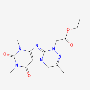 molecular formula C14H18N6O4 B2881728 ethyl 2-(3,7,9-trimethyl-6,8-dioxo-5,7,9-trihydro-4H-1,2,4-triazino[4,3-h]puri nyl)acetate CAS No. 898412-80-1