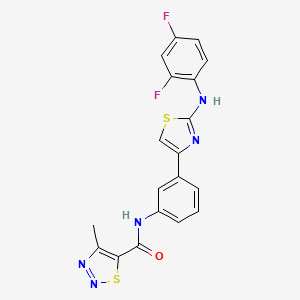 molecular formula C19H13F2N5OS2 B2881729 N-(3-(2-((2,4-二氟苯基)氨基)噻唑-4-基)苯基)-4-甲基-1,2,3-噻二唑-5-甲酰胺 CAS No. 1797641-75-8