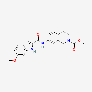 molecular formula C21H21N3O4 B2881758 7-(6-甲氧基-1H-吲哚-2-甲酰胺基)-3,4-二氢异喹啉-2(1H)-甲酸甲酯 CAS No. 1797214-47-1
