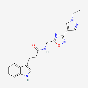 molecular formula C19H20N6O2 B2881773 N-((3-(1-ethyl-1H-pyrazol-4-yl)-1,2,4-oxadiazol-5-yl)methyl)-3-(1H-indol-3-yl)propanamide CAS No. 2034516-60-2