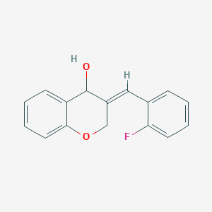 molecular formula C16H13FO2 B2881774 3-[(E)-(2-fluorophenyl)methylidene]-4-chromanol CAS No. 477858-58-5