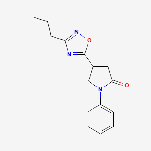 molecular formula C15H17N3O2 B2881783 1-Phenyl-4-(3-propyl-1,2,4-oxadiazol-5-yl)pyrrolidin-2-one CAS No. 1171964-62-7