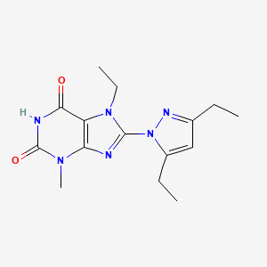 molecular formula C15H20N6O2 B2881797 8-(3,5-Diethylpyrazolyl)-7-ethyl-3-methyl-1,3,7-trihydropurine-2,6-dione CAS No. 1014031-83-4