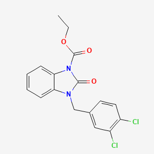 molecular formula C17H14Cl2N2O3 B2881805 ethyl 3-(3,4-dichlorobenzyl)-2-oxo-2,3-dihydro-1H-1,3-benzimidazole-1-carboxylate CAS No. 339013-49-9