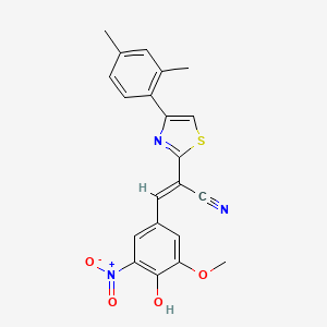 (E)-2-(4-(2,4-dimethylphenyl)thiazol-2-yl)-3-(4-hydroxy-3-methoxy-5-nitrophenyl)acrylonitrile