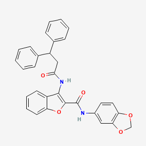 molecular formula C31H24N2O5 B2881811 N-(苯并[d][1,3]二氧杂环-5-基)-3-(3,3-二苯丙酰胺)苯并呋喃-2-甲酰胺 CAS No. 888463-60-3