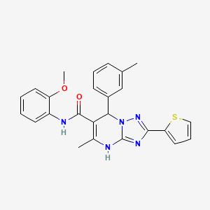 molecular formula C25H23N5O2S B2881817 N-(2-methoxyphenyl)-5-methyl-2-(thiophen-2-yl)-7-(m-tolyl)-4,7-dihydro-[1,2,4]triazolo[1,5-a]pyrimidine-6-carboxamide CAS No. 540506-31-8