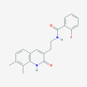 N-[2-(7,8-dimethyl-2-oxo-1H-quinolin-3-yl)ethyl]-2-fluorobenzamide