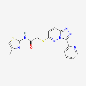 molecular formula C16H13N7OS2 B2881833 N-(4-methylthiazol-2-yl)-2-((3-(pyridin-2-yl)-[1,2,4]triazolo[4,3-b]pyridazin-6-yl)thio)acetamide CAS No. 868967-88-8