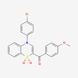 molecular formula C22H16BrNO4S B2881834 [4-(4-bromophenyl)-1,1-dioxido-4H-1,4-benzothiazin-2-yl](4-methoxyphenyl)methanone CAS No. 1114653-36-9