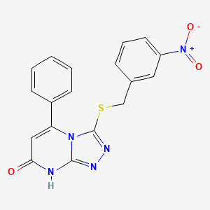 molecular formula C18H13N5O3S B2881844 3-[(3-硝基苄基）硫]-5-苯基[1,2,4]三唑并[4,3-a]嘧啶-7(8H)-酮 CAS No. 895000-06-3