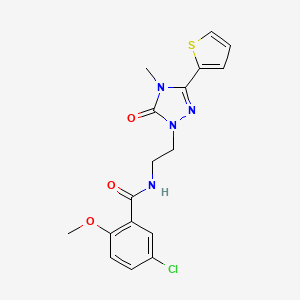 molecular formula C17H17ClN4O3S B2881850 5-chloro-2-methoxy-N-(2-(4-methyl-5-oxo-3-(thiophen-2-yl)-4,5-dihydro-1H-1,2,4-triazol-1-yl)ethyl)benzamide CAS No. 1203375-21-6