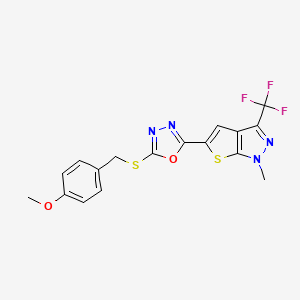 5-{5-[(4-methoxybenzyl)sulfanyl]-1,3,4-oxadiazol-2-yl}-1-methyl-3-(trifluoromethyl)-1H-thieno[2,3-c]pyrazole
