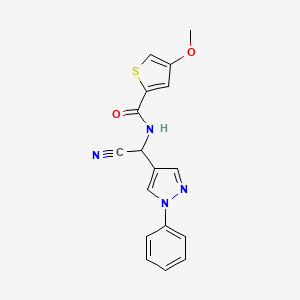 molecular formula C17H14N4O2S B2881856 N-[Cyano-(1-phenylpyrazol-4-yl)methyl]-4-methoxythiophene-2-carboxamide CAS No. 1436202-76-4