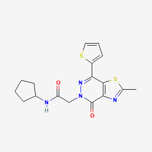 molecular formula C17H18N4O2S2 B2881863 N-cyclopentyl-2-(2-methyl-4-oxo-7-(thiophen-2-yl)thiazolo[4,5-d]pyridazin-5(4H)-yl)acetamide CAS No. 941927-76-0