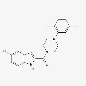 molecular formula C21H22ClN3O B2881866 5-chloro-2-[4-(2,5-dimethylphenyl)piperazine-1-carbonyl]-1H-indole CAS No. 1252912-11-0