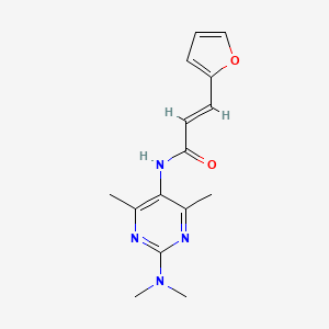 molecular formula C15H18N4O2 B2881878 (E)-N-(2-(二甲氨基)-4,6-二甲基嘧啶-5-基)-3-(呋喃-2-基)丙烯酰胺 CAS No. 1798430-73-5