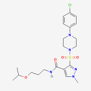 molecular formula C21H30ClN5O4S B2881881 N-[4-(5-氟-1H-吲哚-2-基)苯基]-N'-(四氢呋喃-2-基甲基)脲 CAS No. 1251586-66-9