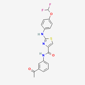 molecular formula C19H15F2N3O3S B2881885 N-(3-acetylphenyl)-2-((4-(difluoromethoxy)phenyl)amino)thiazole-4-carboxamide CAS No. 1105230-47-4