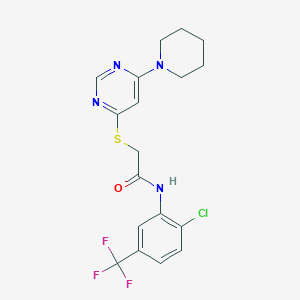 molecular formula C18H18ClF3N4OS B2881887 N-(2-chloro-5-(trifluoromethyl)phenyl)-2-((6-(piperidin-1-yl)pyrimidin-4-yl)thio)acetamide CAS No. 1172106-35-2