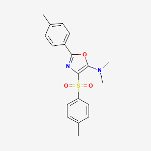 molecular formula C19H20N2O3S B2881912 N,N-二甲基-2-(对甲苯基)-4-甲苯磺酰基恶唑-5-胺 CAS No. 321685-78-3