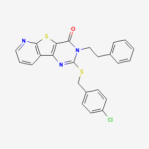 molecular formula C24H18ClN3OS2 B2881920 2-((4-chlorobenzyl)thio)-3-phenethylpyrido[3',2':4,5]thieno[3,2-d]pyrimidin-4(3H)-one CAS No. 1242994-56-4