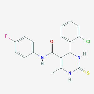 molecular formula C18H15ClFN3OS B2881929 4-(2-chlorophenyl)-N-(4-fluorophenyl)-6-methyl-2-thioxo-1,2,3,4-tetrahydropyrimidine-5-carboxamide CAS No. 455927-22-7