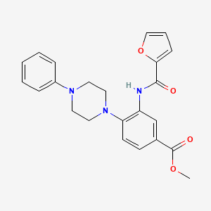 molecular formula C23H23N3O4 B2881930 Methyl 3-[(2-furylcarbonyl)amino]-4-(4-phenylpiperazino)benzenecarboxylate CAS No. 439096-99-8