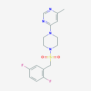 molecular formula C16H18F2N4O2S B2881940 4-(4-((2,5-Difluorobenzyl)sulfonyl)piperazin-1-yl)-6-methylpyrimidine CAS No. 1396813-50-5