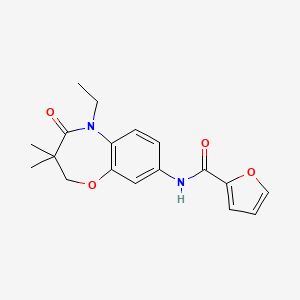 molecular formula C18H20N2O4 B2881944 N-(5-ethyl-3,3-dimethyl-4-oxo-2,3,4,5-tetrahydrobenzo[b][1,4]oxazepin-8-yl)furan-2-carboxamide CAS No. 921562-61-0