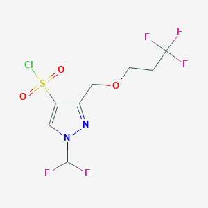 molecular formula C8H8ClF5N2O3S B2881949 1-(difluoromethyl)-3-[(3,3,3-trifluoropropoxy)methyl]-1H-pyrazole-4-sulfonyl chloride CAS No. 1856031-71-4
