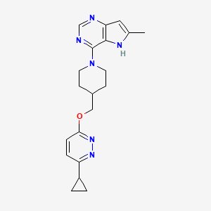 molecular formula C20H24N6O B2881950 3-cyclopropyl-6-[(1-{6-methyl-5H-pyrrolo[3,2-d]pyrimidin-4-yl}piperidin-4-yl)methoxy]pyridazine CAS No. 2309189-75-9