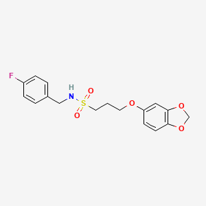 molecular formula C17H18FNO5S B2881952 3-(苯并[d][1,3]二氧杂环-5-氧基)-N-(4-氟苄基)丙烷-1-磺酰胺 CAS No. 946213-67-8
