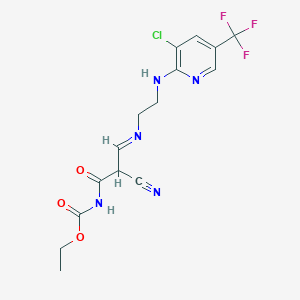 ethyl N-{3-[(2-{[3-chloro-5-(trifluoromethyl)-2-pyridinyl]amino}ethyl)imino]-2-cyanopropanoyl}carbamate