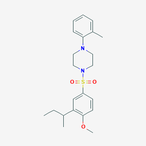 molecular formula C22H30N2O3S B288198 2-Sec-butyl-4-{[4-(2-methylphenyl)-1-piperazinyl]sulfonyl}phenyl methyl ether 
