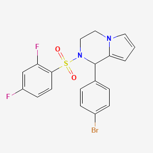 molecular formula C19H15BrF2N2O2S B2881992 1-(4-Bromophenyl)-2-((2,4-difluorophenyl)sulfonyl)-1,2,3,4-tetrahydropyrrolo[1,2-a]pyrazine CAS No. 900011-15-6