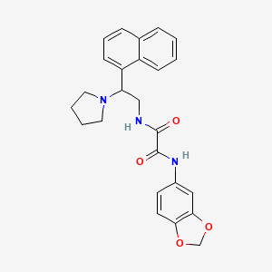 molecular formula C25H25N3O4 B2882001 N1-(benzo[d][1,3]dioxol-5-yl)-N2-(2-(naphthalen-1-yl)-2-(pyrrolidin-1-yl)ethyl)oxalamide CAS No. 941977-25-9