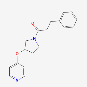 molecular formula C18H20N2O2 B2882006 3-Phenyl-1-(3-(pyridin-4-yloxy)pyrrolidin-1-yl)propan-1-one CAS No. 2034574-89-3