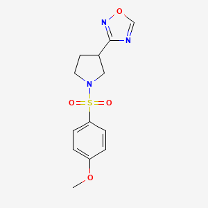 molecular formula C13H15N3O4S B2882007 3-(1-((4-Methoxyphenyl)sulfonyl)pyrrolidin-3-yl)-1,2,4-oxadiazole CAS No. 2034411-40-8