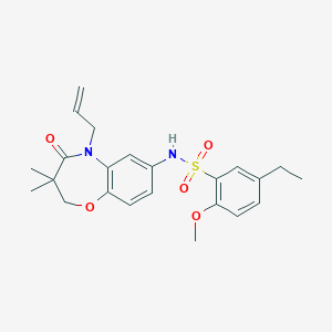 molecular formula C23H28N2O5S B2882014 N-(5-烯丙基-3,3-二甲基-4-氧代-2,3,4,5-四氢苯并[b][1,4]恶二杂环庚-7-基)-5-乙基-2-甲氧基苯磺酰胺 CAS No. 922002-88-8