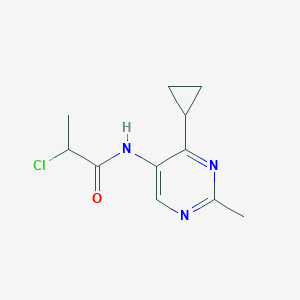 molecular formula C11H14ClN3O B2882015 2-Chloro-N-(4-cyclopropyl-2-methylpyrimidin-5-yl)propanamide CAS No. 2411224-38-7