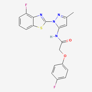 molecular formula C19H14F2N4O2S B2882018 N-(1-(4-fluorobenzo[d]thiazol-2-yl)-3-methyl-1H-pyrazol-5-yl)-2-(4-fluorophenoxy)acetamide CAS No. 1171528-76-9