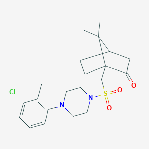 molecular formula C21H29ClN2O3S B288202 1-({[4-(3-Chloro-2-methylphenyl)-1-piperazinyl]sulfonyl}methyl)-7,7-dimethylbicyclo[2.2.1]heptan-2-one 