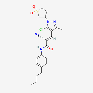 molecular formula C22H25ClN4O3S B2882042 (E)-N-(4-butylphenyl)-3-[5-chloro-1-(1,1-dioxothiolan-3-yl)-3-methylpyrazol-4-yl]-2-cyanoprop-2-enamide CAS No. 957029-41-3