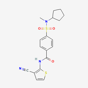 molecular formula C18H19N3O3S2 B2882049 N-(3-cyanothiophen-2-yl)-4-[cyclopentyl(methyl)sulfamoyl]benzamide CAS No. 922854-11-3