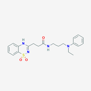 molecular formula C21H26N4O3S B2882060 3-(1,1-dioxido-2H-1,2,4-benzothiadiazin-3-yl)-N-{3-[ethyl(phenyl)amino]propyl}propanamide CAS No. 1030105-99-7